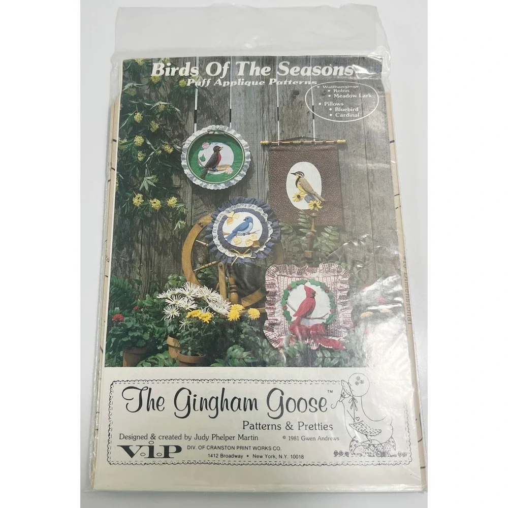 Birds Of The Seasons Puff Appliqué Patterns The Gingham Goose By Judy Phelper